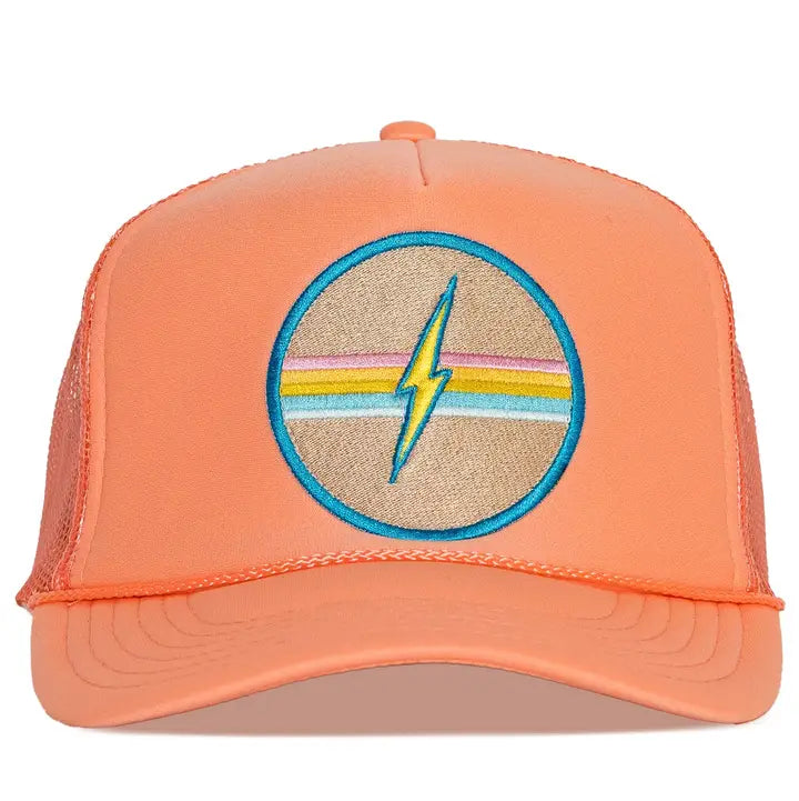 Electric Rainbow Trucker Hat in Red and Coral