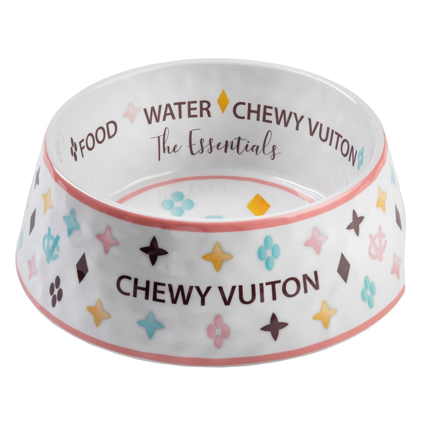 Chewy Vuitton Colorful Dog Bowl