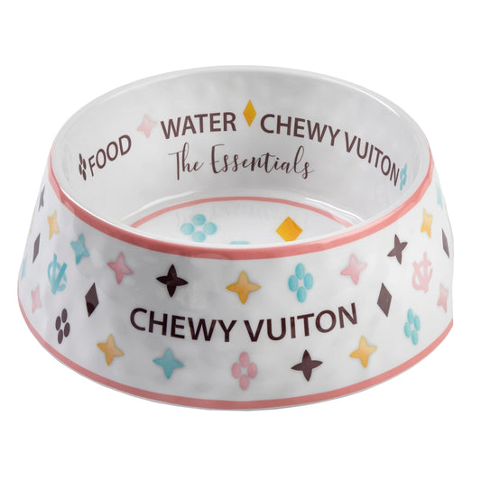 Chewy Vuitton Colorful Dog Bowl
