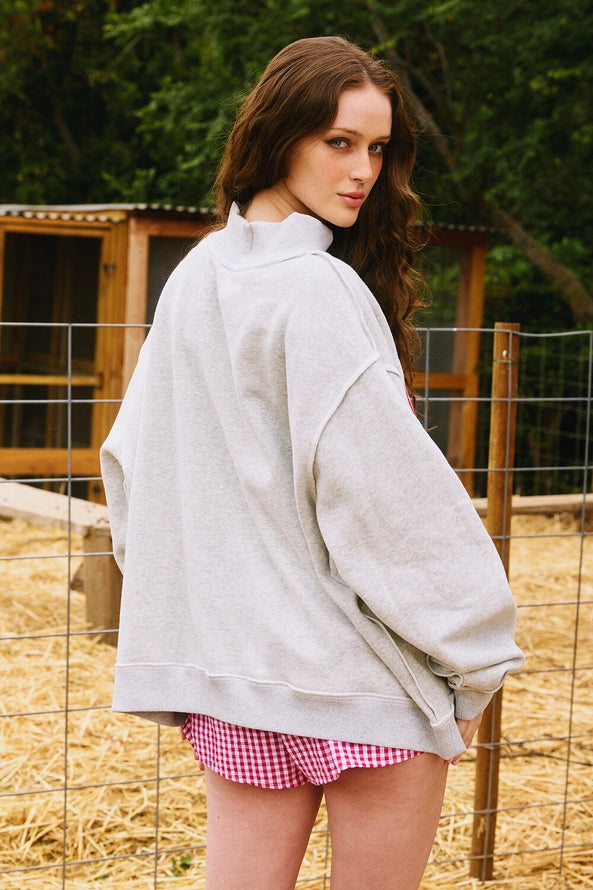 Reversible Mock Neck Sweatshirt in Heather Grey Mississippi/MS