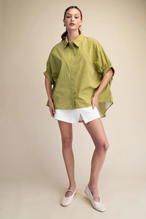 Kimono Sleeve Buttonfront Top in Olive