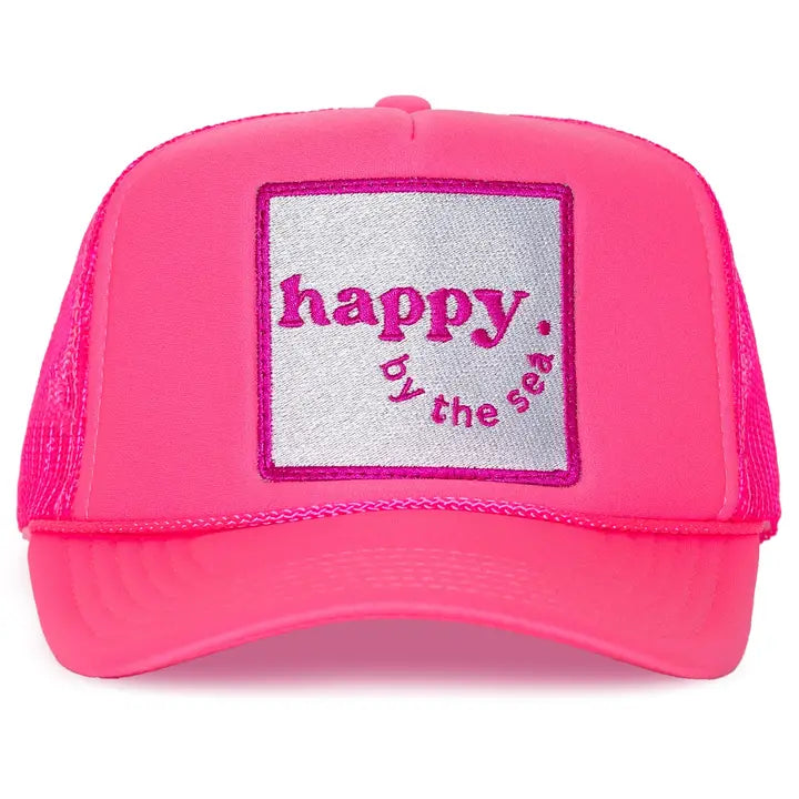 Happy By The Sea Trucker Hat in Pink