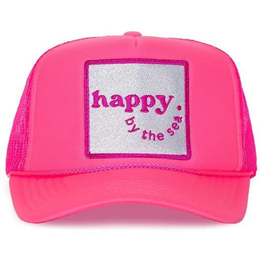 Happy By The Sea Trucker Hat in Pink