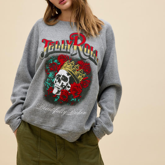 Daydreamer Vintage Raglan Sweatshirt in Jelly Roll Beautifully Broken