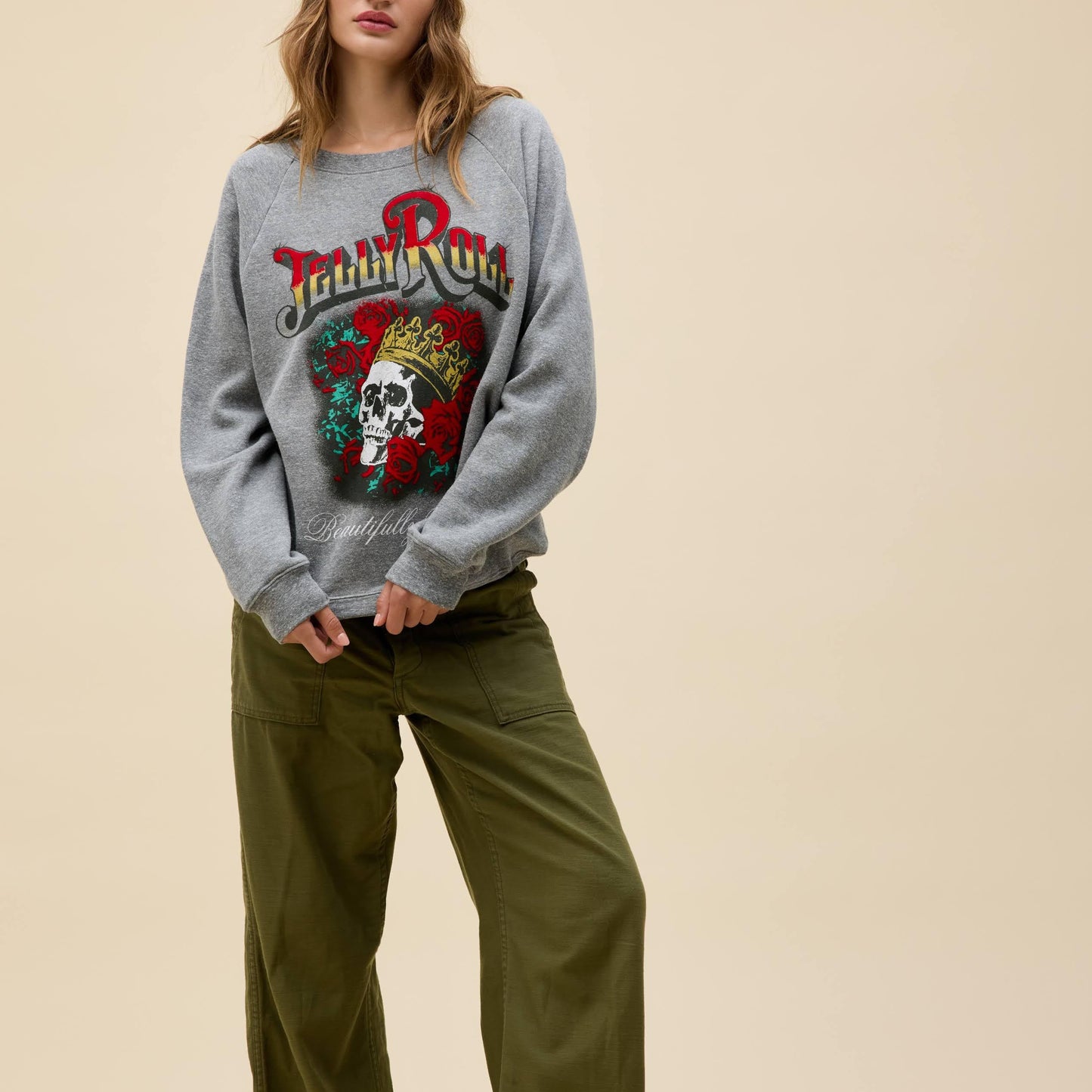 Daydreamer Vintage Raglan Sweatshirt in Jelly Roll Beautifully Broken