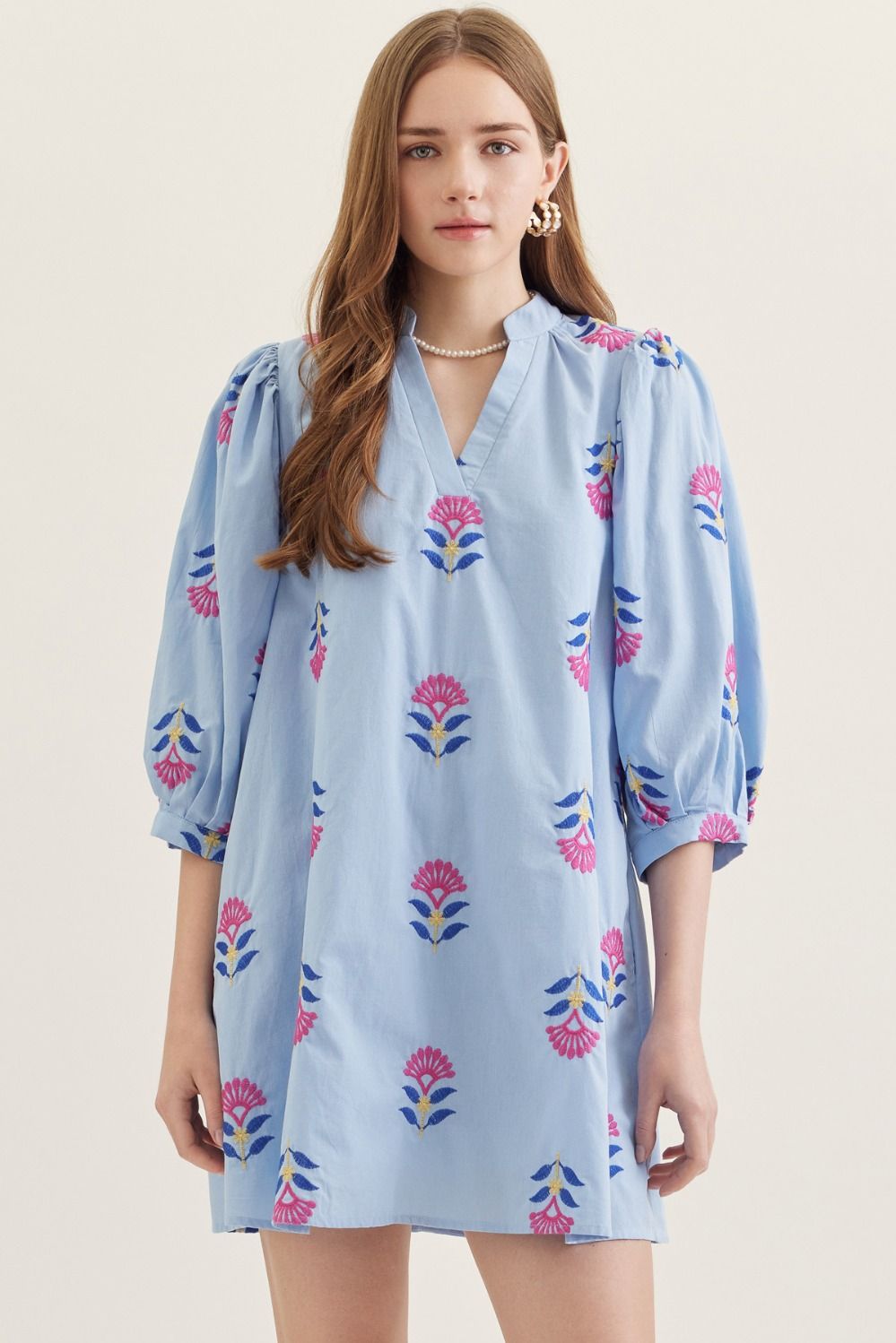 Mini Dress in Chambray Poppy