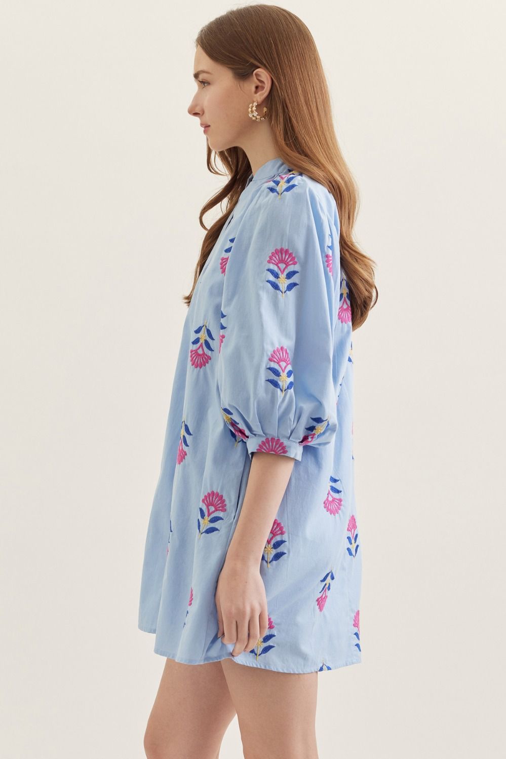 Mini Dress in Chambray Poppy