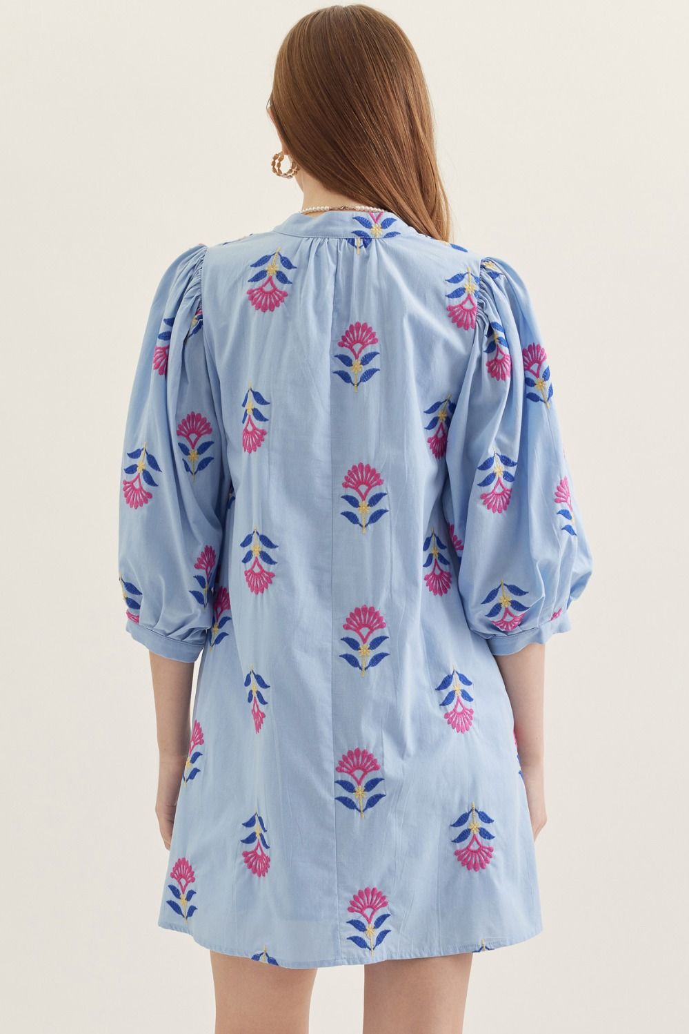 Mini Dress in Chambray Poppy