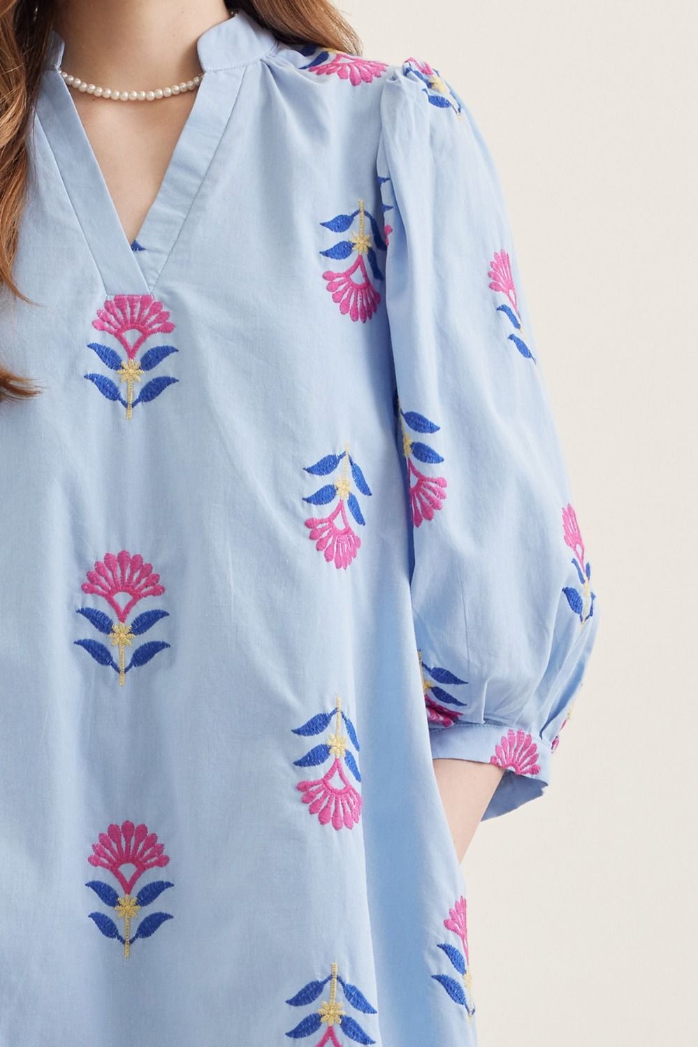 Mini Dress in Chambray Poppy
