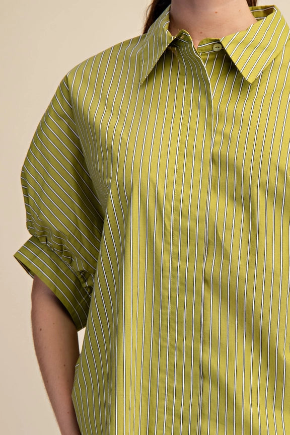 Kimono Sleeve Buttonfront Top in Olive