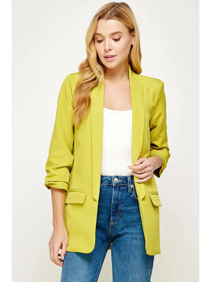 Oversized Boyfriend Blazer in Chartreuse Green