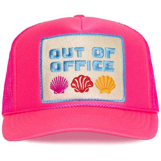 Out Of Office Trucker Hat in Pink