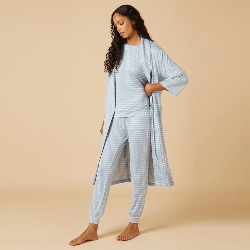 Softies Dream Shawl Robe in Sky Blue Stripe