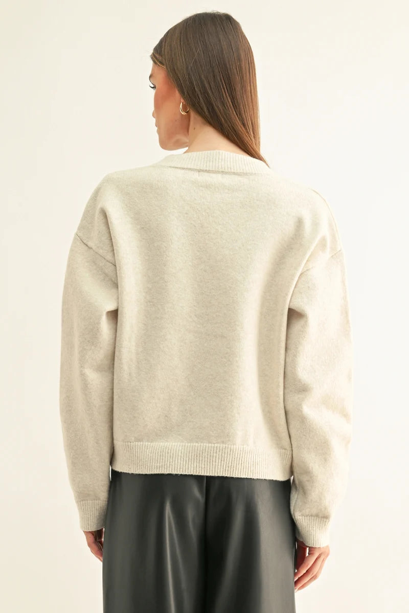 Adelyn Rae Angie Embellished Sweater in Off White