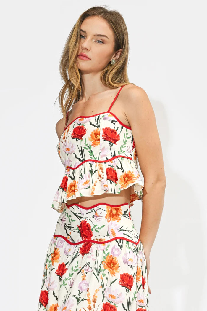 Adelyn Rae Ember Peplum Tank Top in Floral