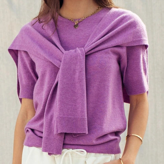Tie Front Sweater in Lavender