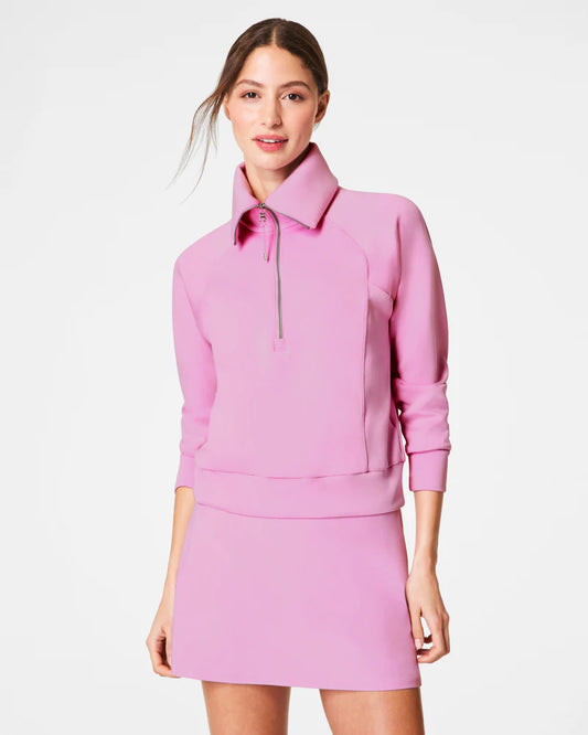 Spanx Air Essentials Half Zip Pullover in Petunia