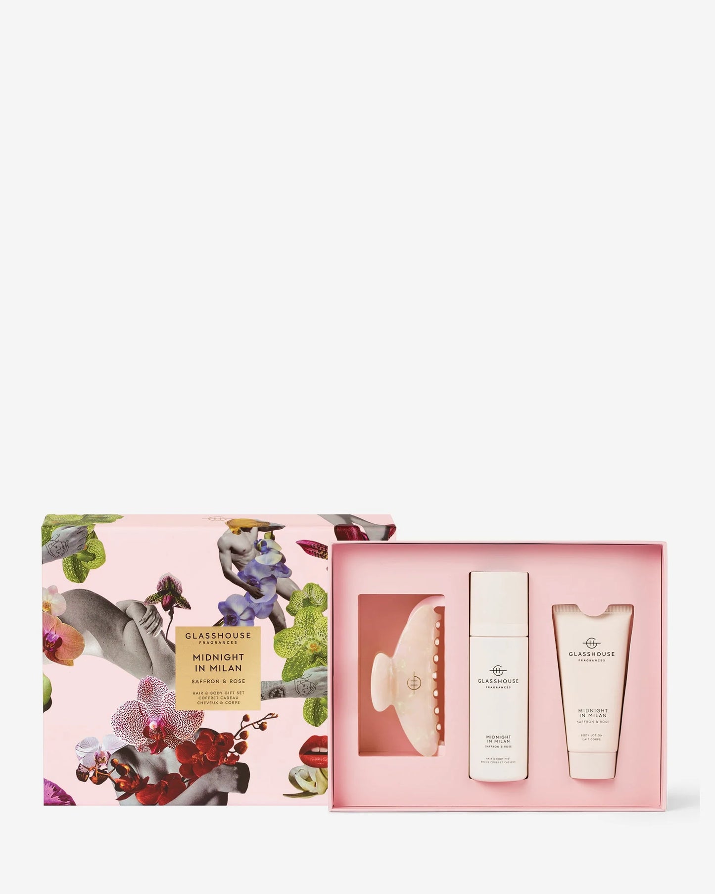 Glasshouse Fragrances Hand & Body Lotion & Hair Clip Gift Set in Midnight in Milan