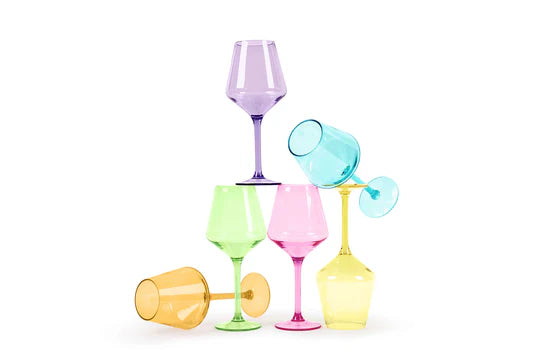 Acrylic Unbreakable Stemmed Wine Glasses Set of 6 in Bright