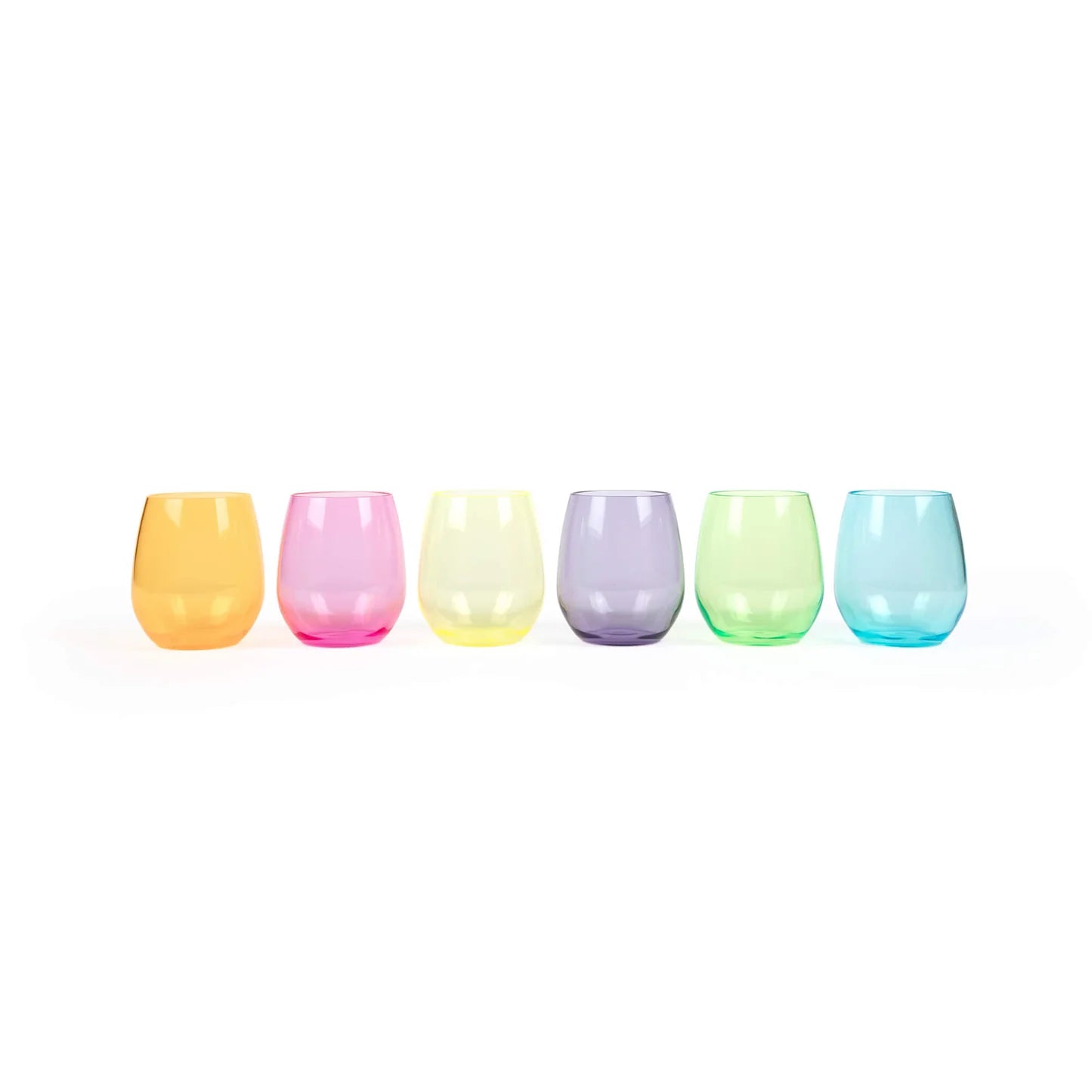 Acrylic Unbreakable Stemless Wine Glasses Set of 6 in Bright