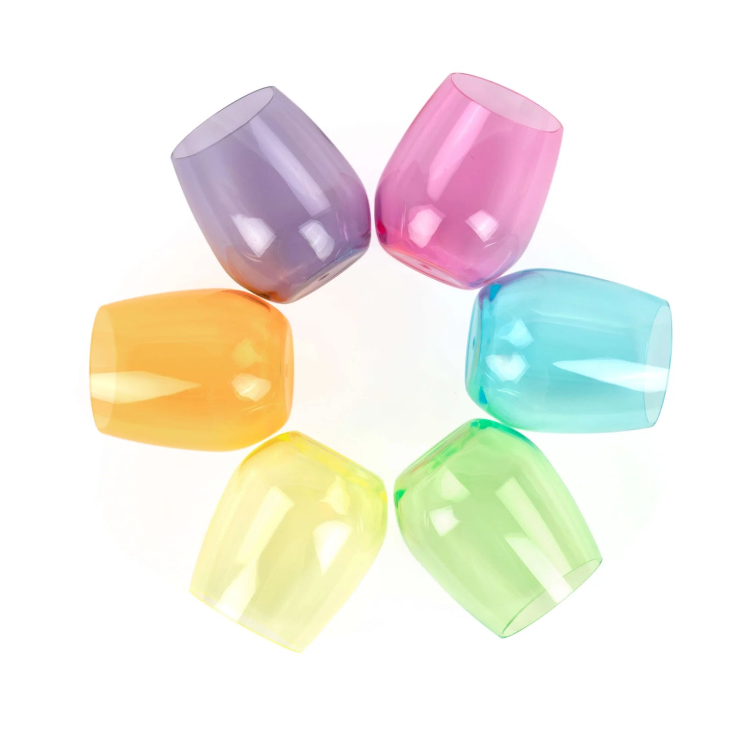 Acrylic Unbreakable Stemless Wine Glasses Set of 6 in Bright