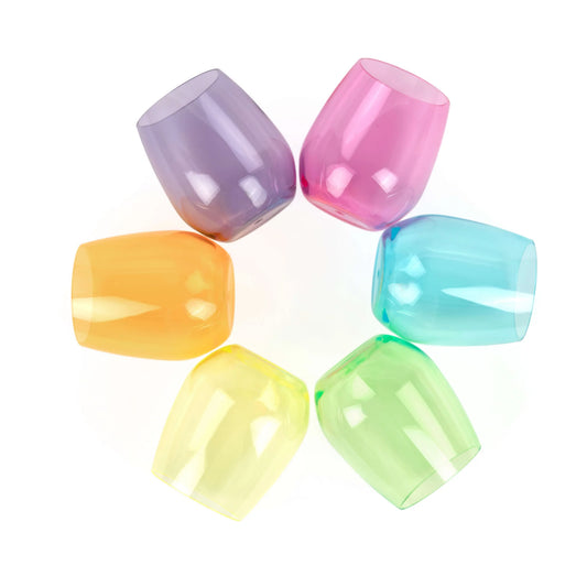 Acrylic Unbreakable Stemless Wine Glasses Set of 6 in Bright