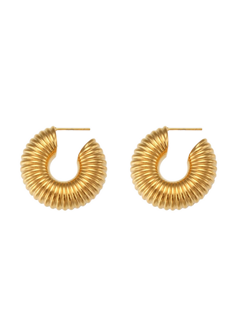 Mia Textured Hoops in Gold