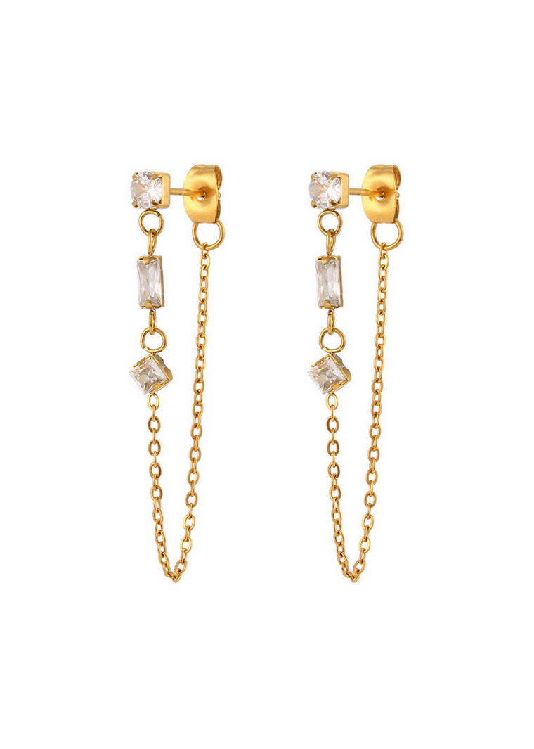Becca Gem Chain Earrings in Gold