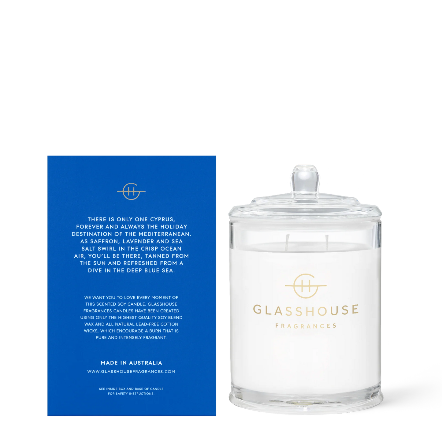 Glasshouse Fragrances Classic Candle in Diving Into Cyprus