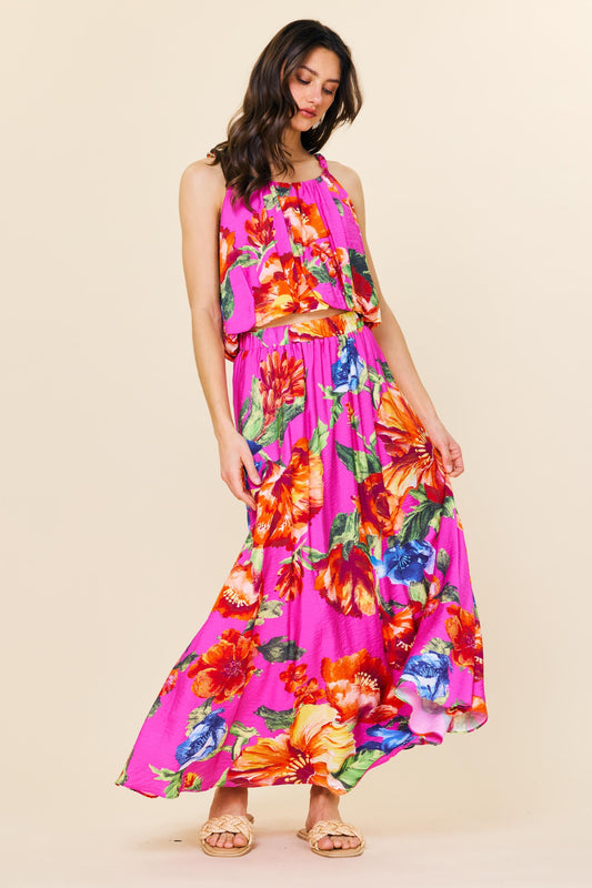 Maxi Skirt in Pink Floral
