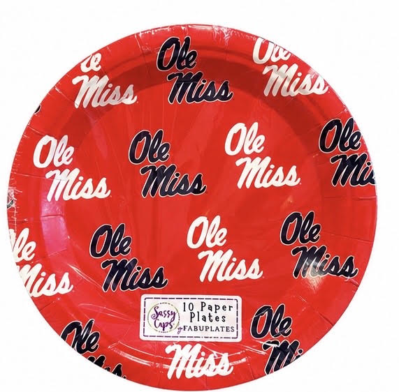 Set of 10 Appetizer/Dessert Plates in Ole Miss Red