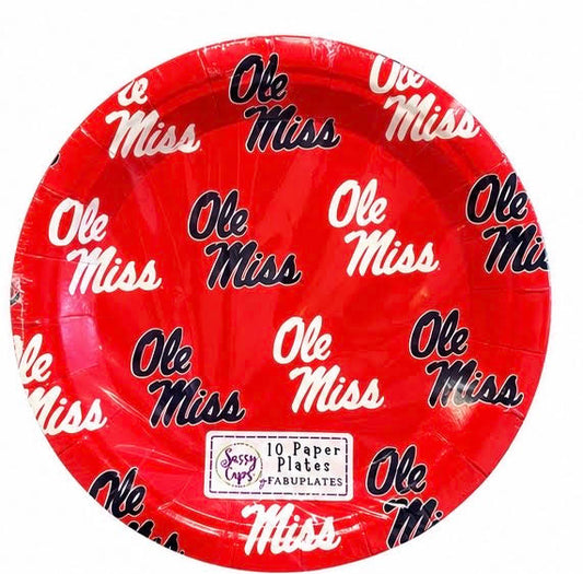Set of 10 Appetizer/Dessert Plates in Ole Miss Red