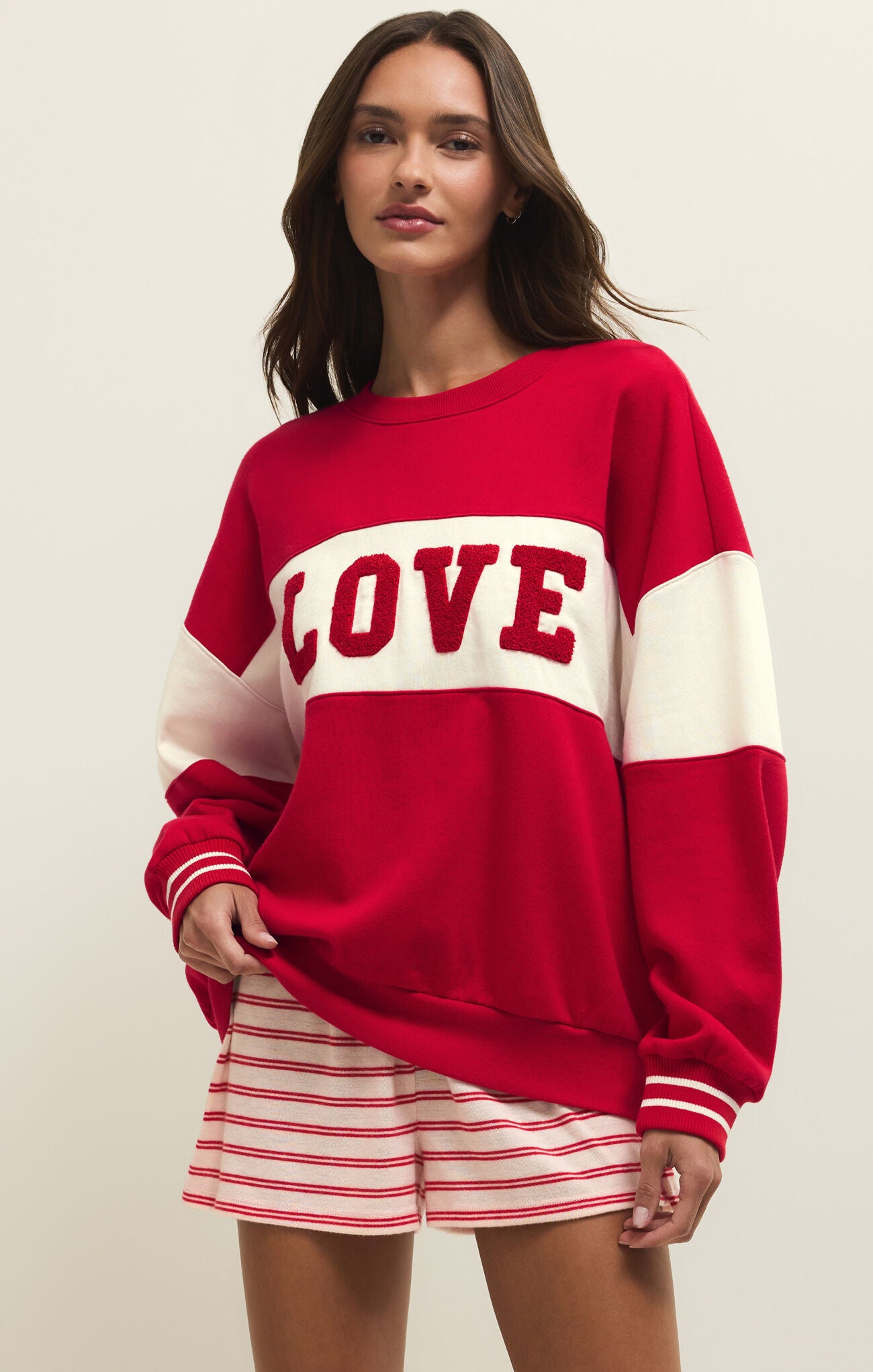 Z Supply Oversized Love Sweatshirt in Red