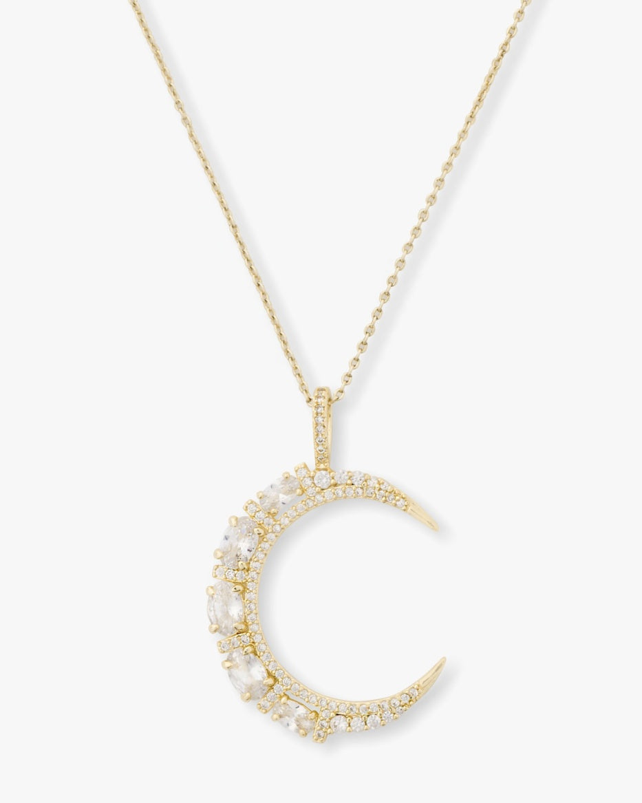 Melinda Maria She's An Icon Moon Necklace in Gold