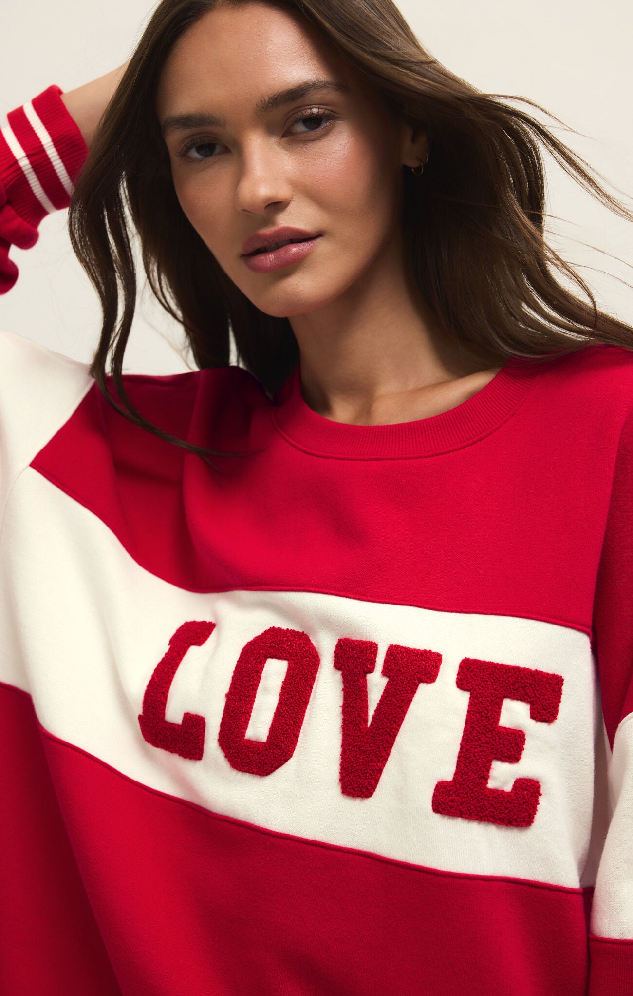 Z Supply Oversized Love Sweatshirt in Red