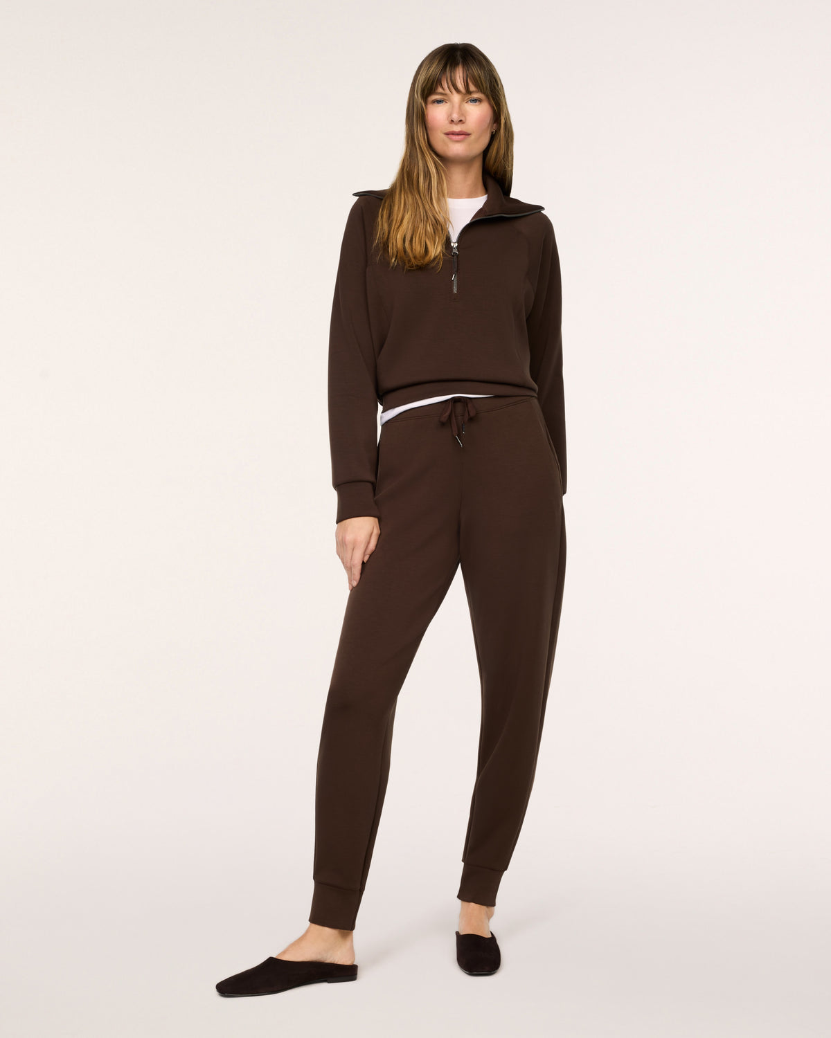 Spanx Air Essentials Half Zip Pullover in Umber Root