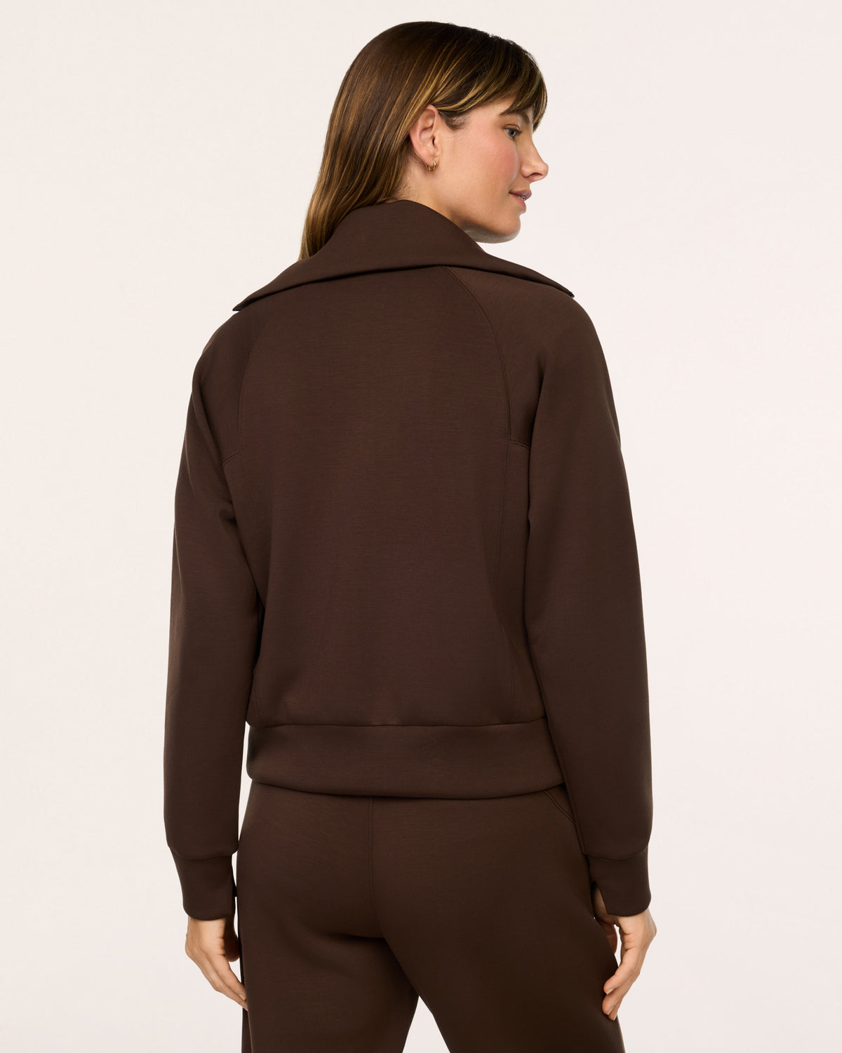 Spanx Air Essentials Half Zip Pullover in Umber Root