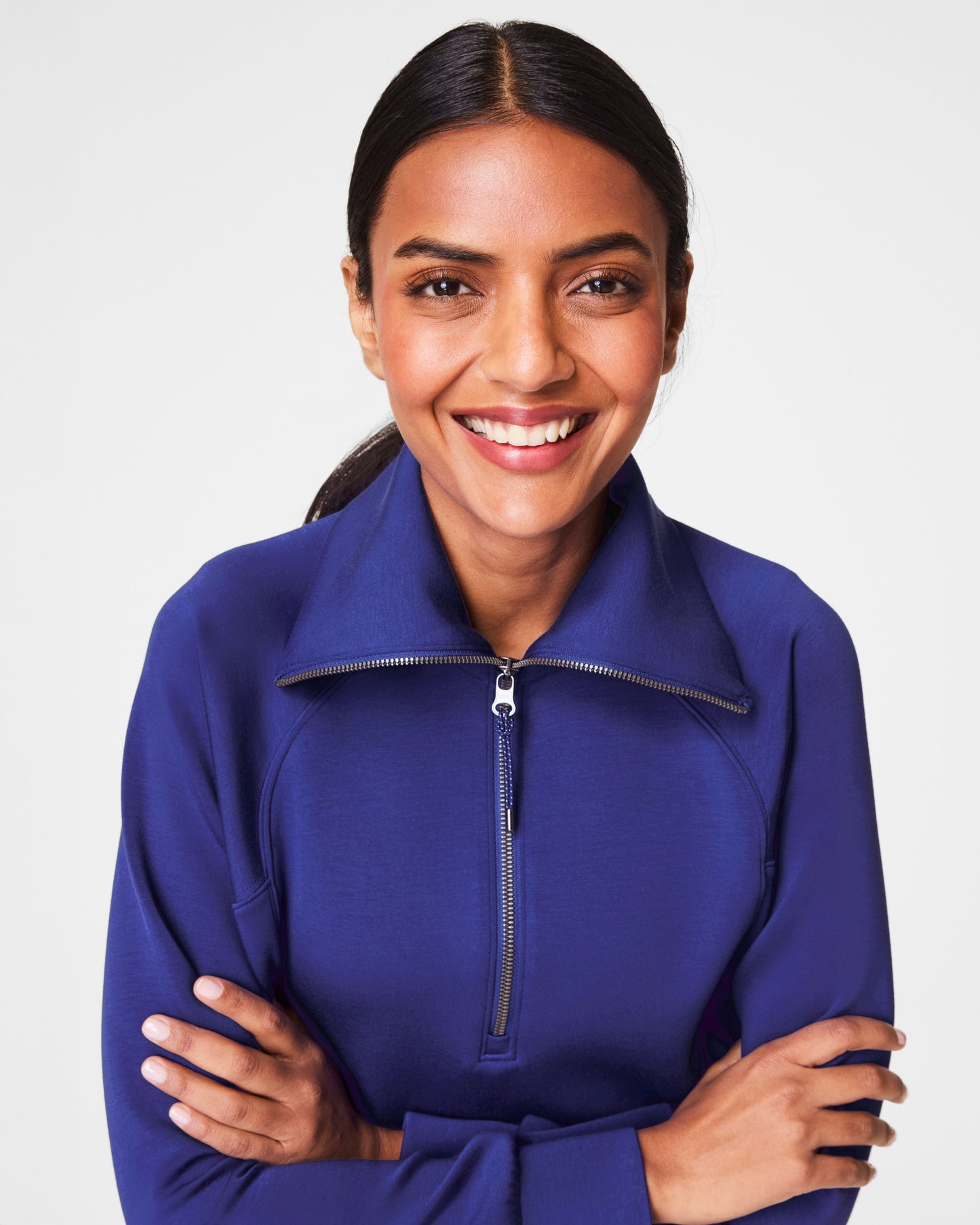 Spanx Air Essentials Half Zip in Deep Azure