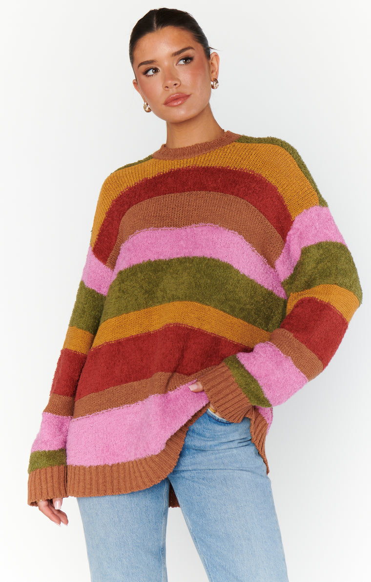 Show Me Your Mumu Chilly Sweater in Hutch Multi Stripe Knit