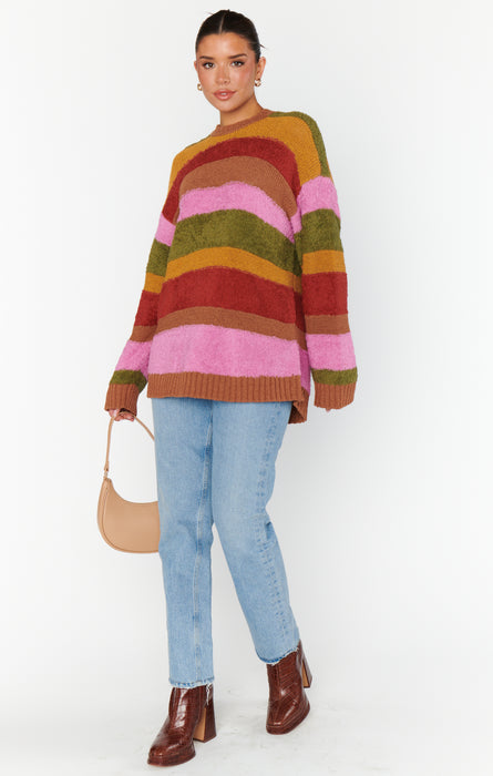 Show Me Your Mumu Chilly Sweater in Hutch Multi Stripe Knit