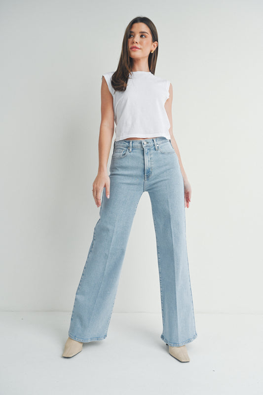 Just Black Denim Slim Palazzo Denim in Light Wash