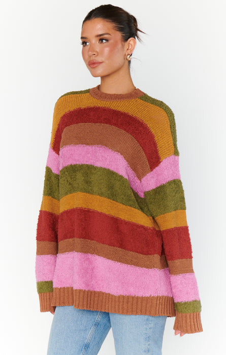 Show Me Your Mumu Chilly Sweater in Hutch Multi Stripe Knit