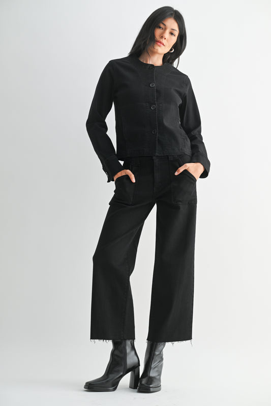 Just Black Denim Petite Palazzo Denim in Black