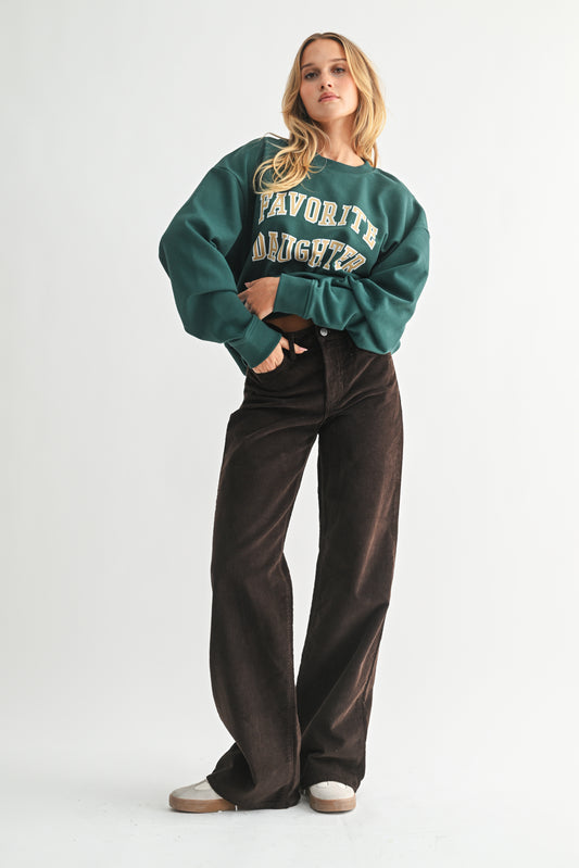 Just Black Denim Wide Leg Corduroy in Chocolate