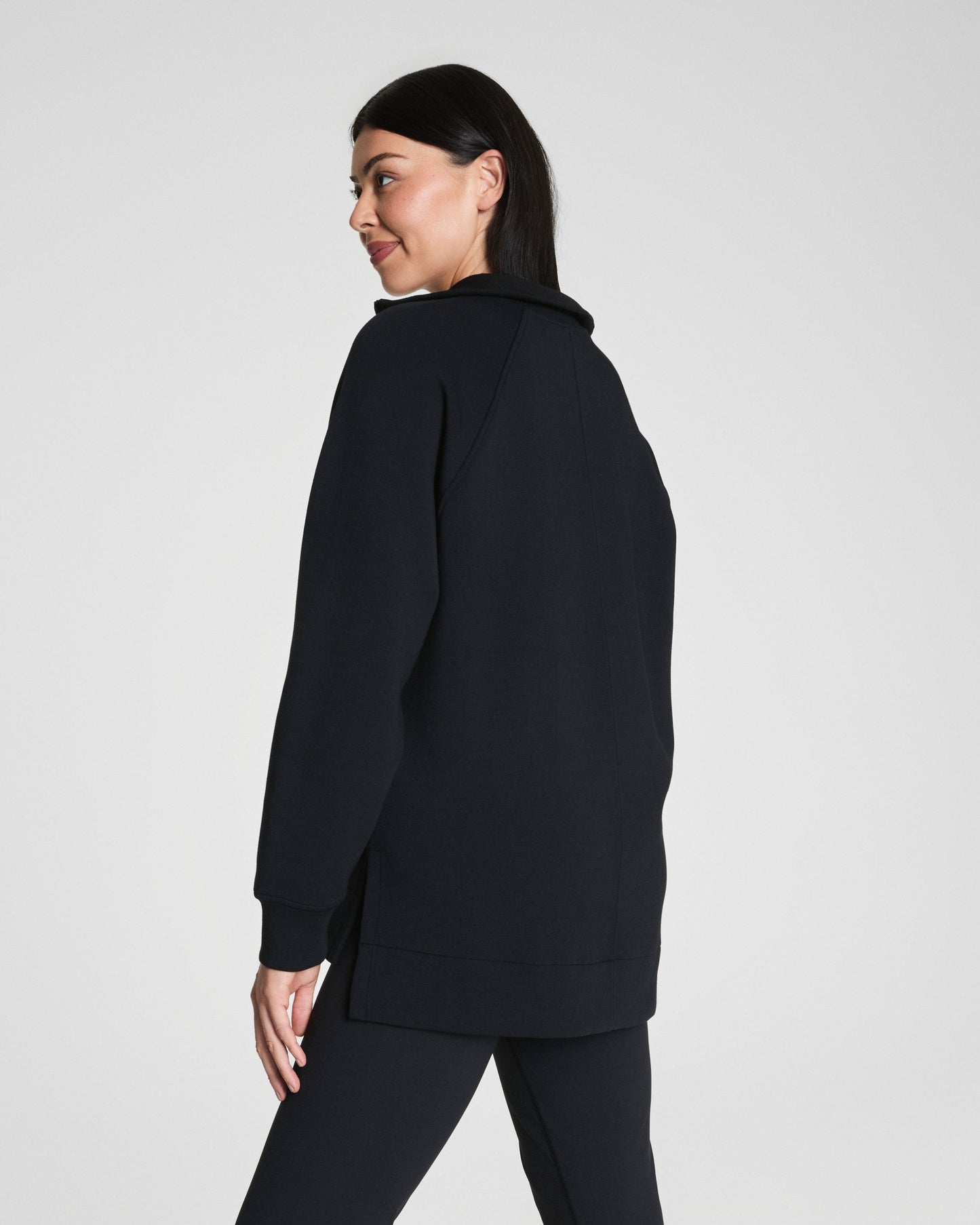 Spanx Air Essentials Brushed Half Zip Tunic in Black