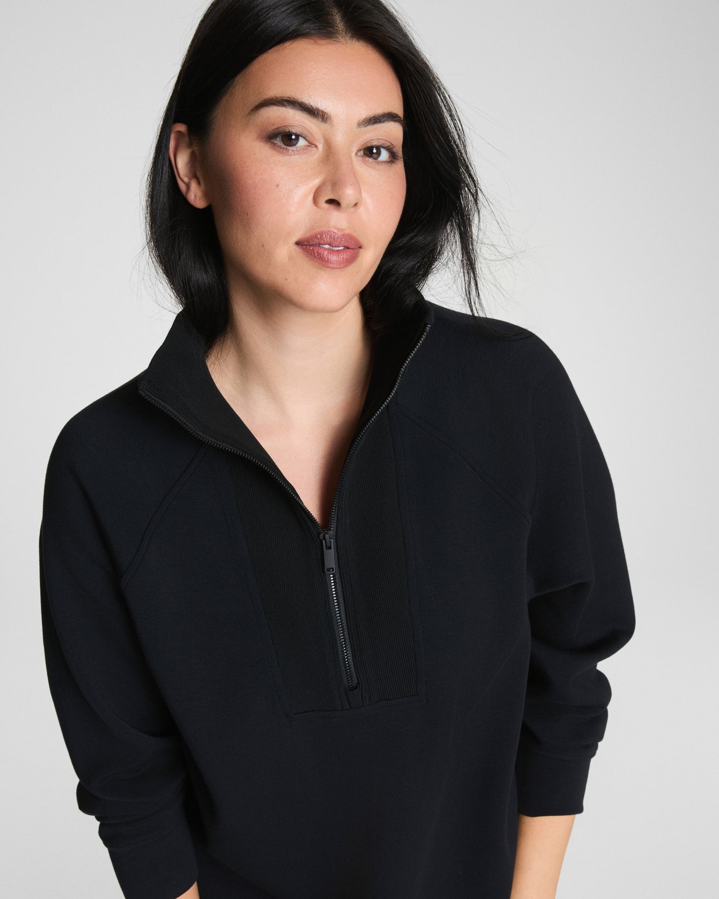 Spanx Air Essentials Brushed Half Zip Tunic in Black