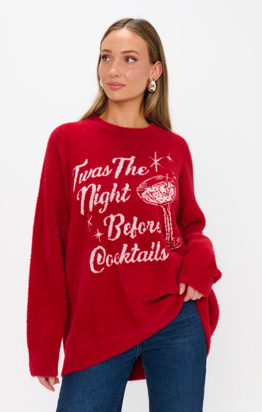 Show Me Your Mumu Classic Crewneck Sweater in Twas the Night Before Cocktails
