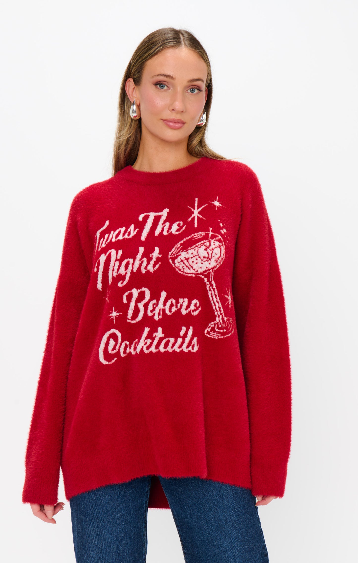 Show Me Your Mumu Classic Crewneck Sweater in Twas the Night Before Cocktails