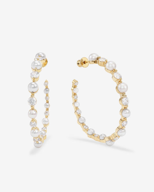Melinda Maria She's An Icon Pearl 2" Hoops in Gold