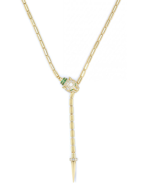 Melinda Maria Jaguar Bolo Lariat Necklace in Gold